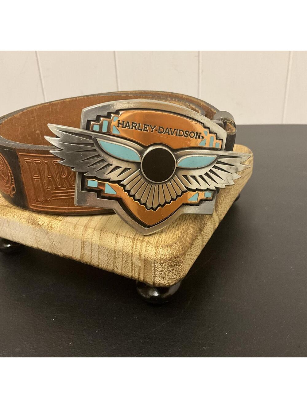 Vintage 1992 Harley-Davidson "The Western Spirit" Winged Pewter Belt Buckle